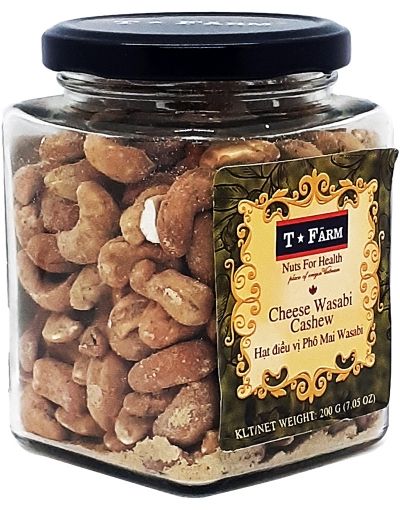 HẠT ĐIỀU RANG VỊ PHÔ MAI WASABI T-FARM KEO THỦY TINH 200GR