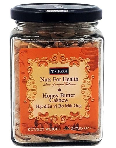 HẠT ĐIỀU RANG VỊ BƠ MẬT ONG T-FARM KEO THỦY TINH 200GR