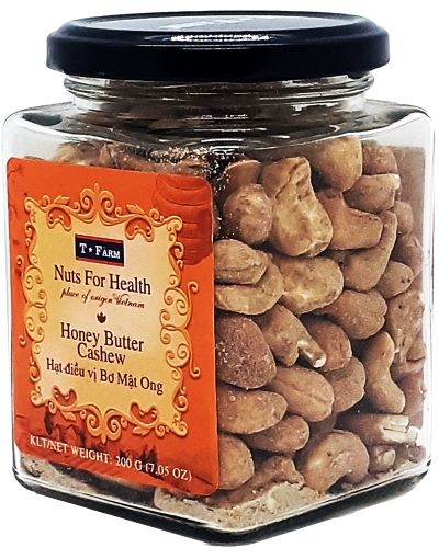 HẠT ĐIỀU RANG VỊ BƠ MẬT ONG T-FARM KEO THỦY TINH 200GR