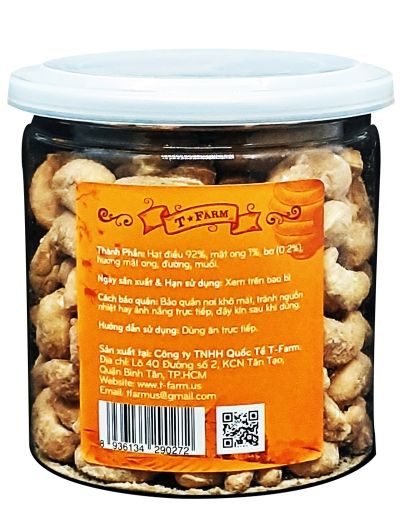 HẠT ĐIỀU RANG VỊ BƠ MẬT ONG T-FARM - HỘP 200GR