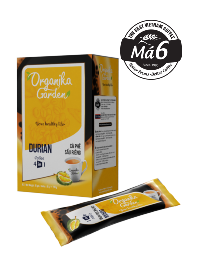 Cà Phê Organika Garden - Cà phê sầu riêng 4 in 1 (18gr x 15 gói)/ hộp